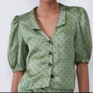 ZARA Polka Dot Satin Button up